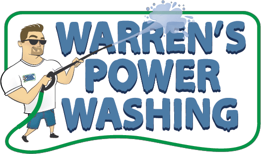 A Warens power washing logo with black background