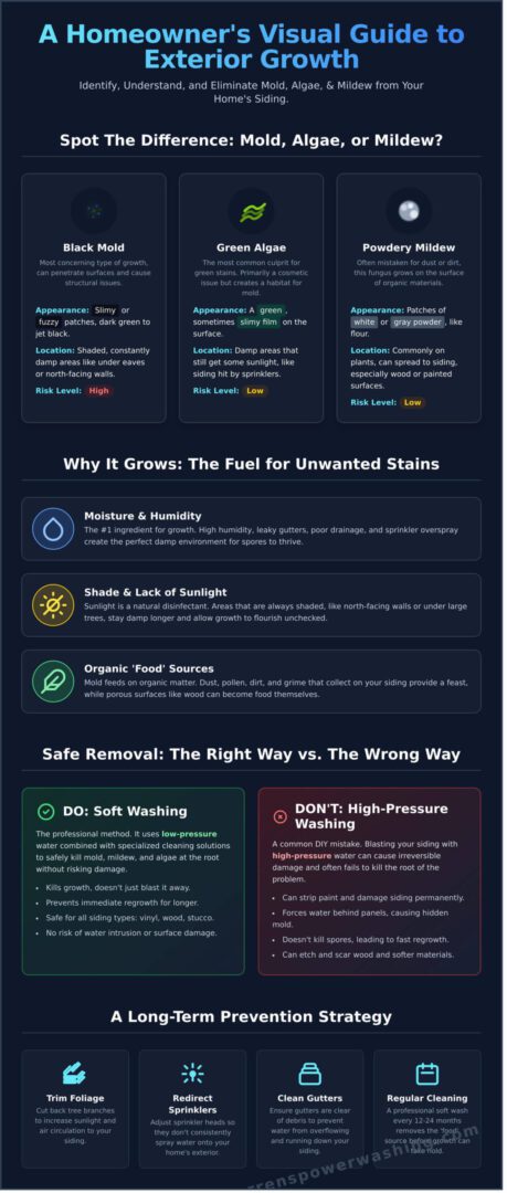 Infographic: exterior mold, algae, mildew removal tips