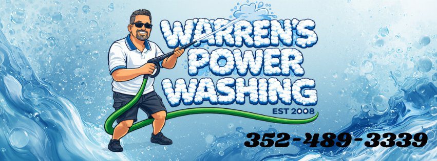 Warren's Power Washing logo with hose