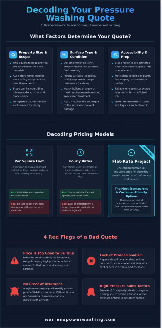 Decoding pressure washing quote factors infographic