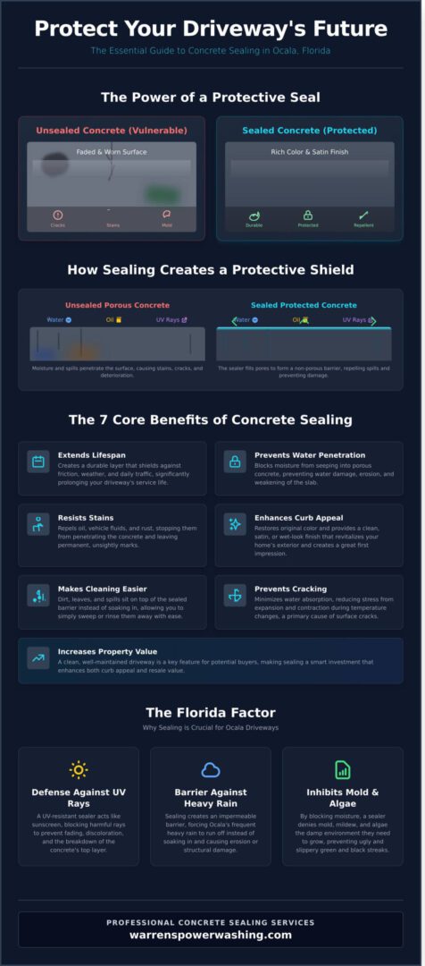 Driveway concrete sealing benefits infographic