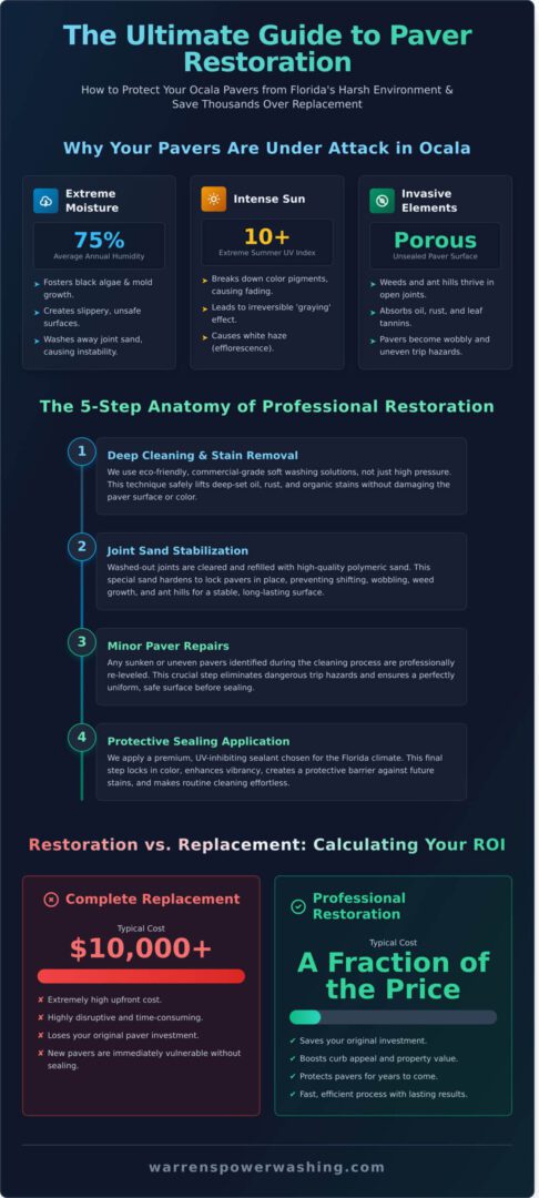 Paver restoration infographic: steps and ROI