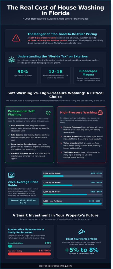 Infographic: Florida house washing costs and methods